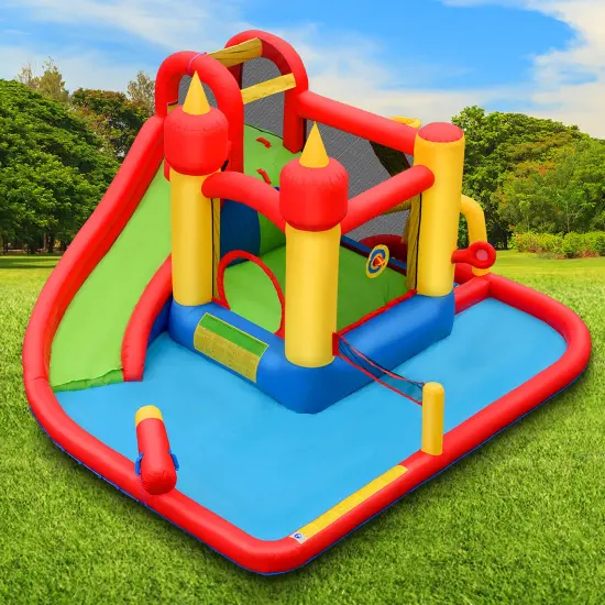 Costway Inflatable Water Slide Jumping Bounce House Bouncy Splash Pool {3}