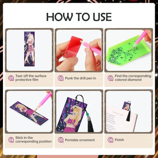 6 Pcs DIY Pop Star Diamond Painting Bookmarks Kits {2}