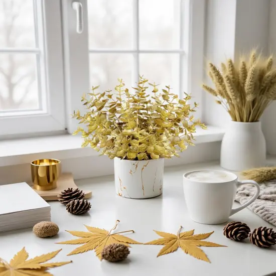 2 Pack Fall Fake Plants Eucalyptus Potted {3}