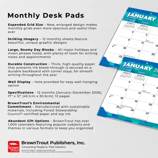 Large Print | 2026 17 x 12 Inch Monthly Desk Pad Calendar {5}