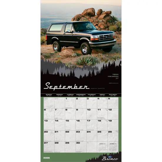 Ford Bronco OFFICIAL | 2026 12 x 24 Inch (Hanging) Monthly Square Wall Calendar | Plastic-Free {4}