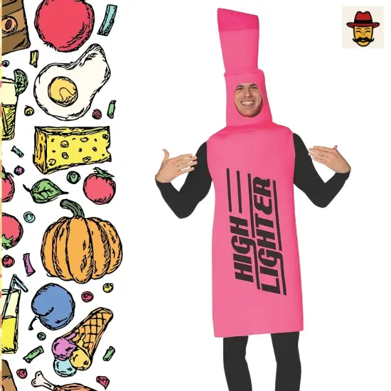 Highlighter Costume Funny Office Supply Group Halloween Tunic Outfit Pink {4}