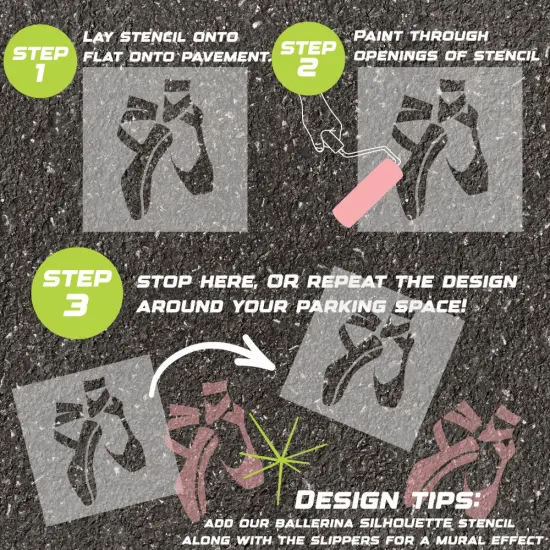 Ballet Pointe Shoes Parking Space Stencil | High School Senior Parking Spot Stencil | Reusable Stencil | Stencil Ease | {3}