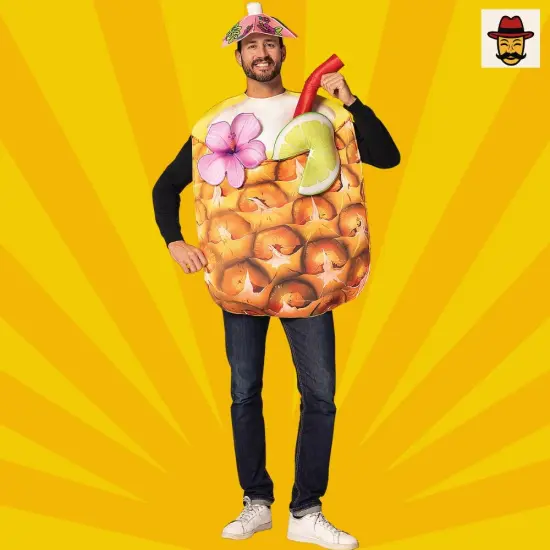 Pineapple Cocktail Drink Costume Tropical Tunic 3D Headpiece {1}