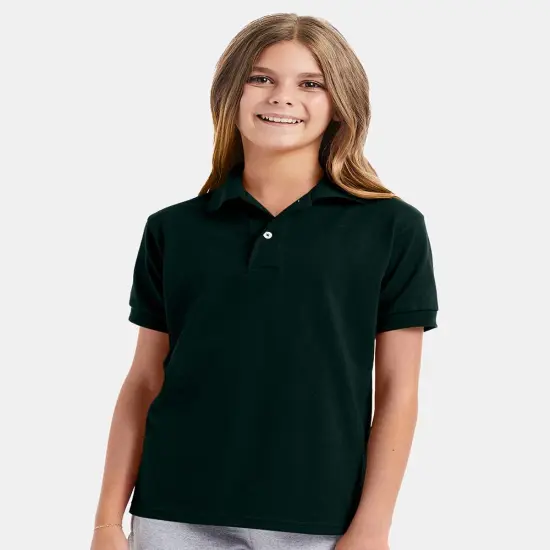 Hanes&reg; Youth Ecosmart Jersey Polo Maroon {5}