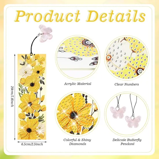 4pcs Flower Diamond Art Painting Bookmarks Kit for Adults {3}