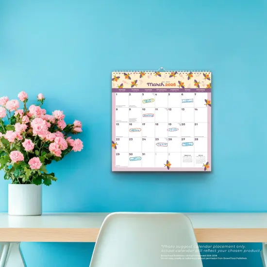 Busy Bees | 2026 12 x 12 Inch (Hanging) Monthly Square Wire-O Calendar | Sticker Sheet {5}