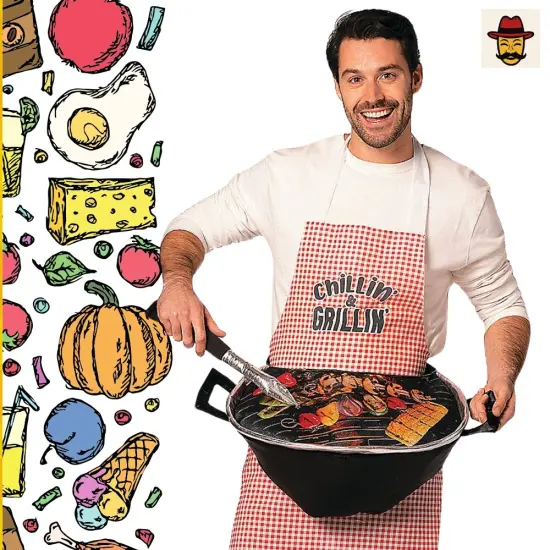 Grill Master Costume Apron With 3D Grill Funny BBQ Halloween Outfit {5}