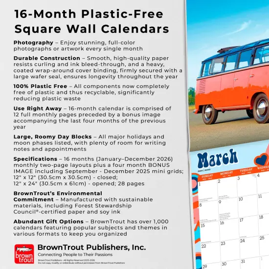 Magic Bus | 2026 12 x 24 Inch (Hanging) Monthly Square Wall Calendar | Plastic-Free {6}
