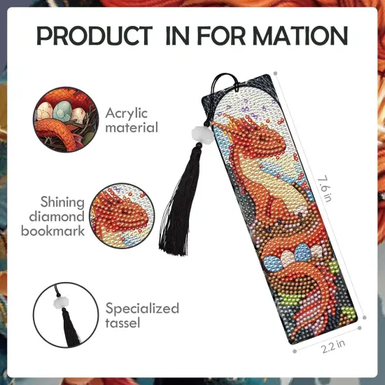6 Pcs DIY Diamond Painting Bookmarks Kits(Dragon) {4}