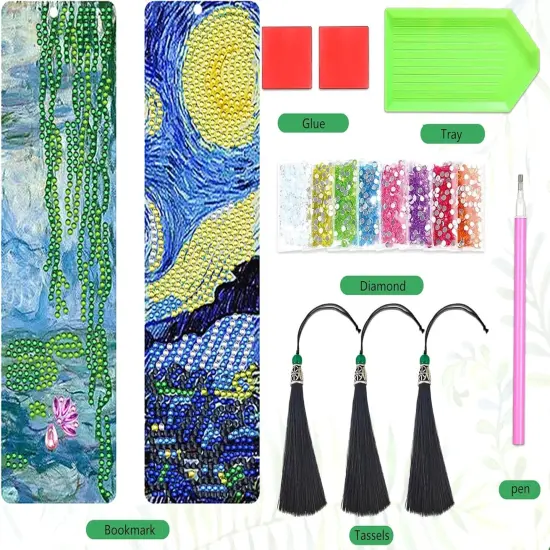 Diamond Painting Bookmark Kit Starry Night & Water Lily(2pack) {2}