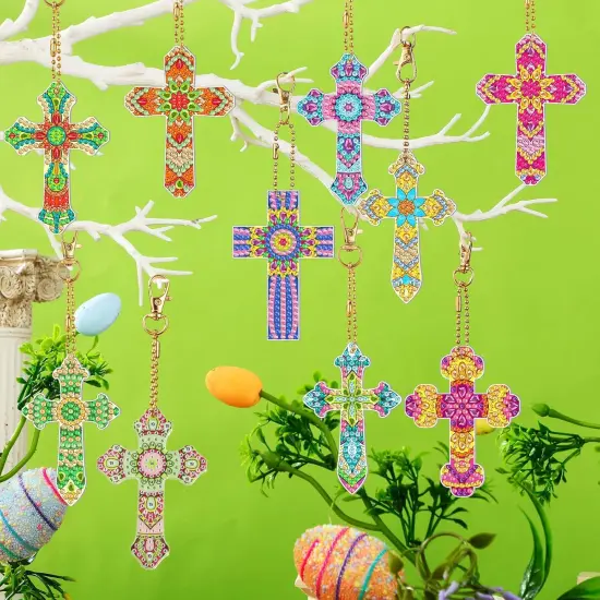 Painting Keychains Cross Diamond Art Keychains Kits for Adults Religious {6}