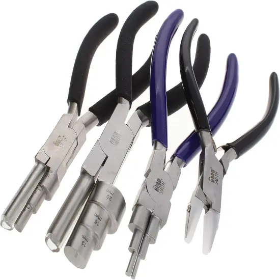The Beadsmith Wire Working Combo &ndash; 3 Different Wire Wrapping Bending Pliers and Double Nylon Jaw Chain Nose Pliers &ndash; Use to Create Loops, Jump Rings & Protect Wire While Jewelry Making &ndash; 4 Piece Set {3}