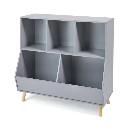 Badger Basket 5-Bin Storage Cubby with Feet Gray {1}