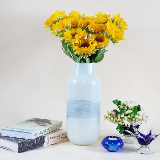 10 Pcs Summer Floral Arrangement Sunflowers Artificial Flowers with Golden Yellow Long Stems for Home Decoration {3}