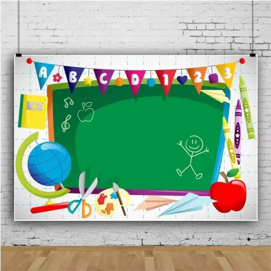 Back to School Party Banner Teachers ABC Blackboard Backdrop(Green) {3}