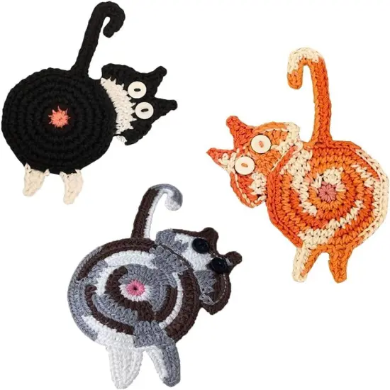 (3PC) -Drink Coaster | Cat Gifts for Cat Lovers,Fun Woven Creative Coasters {1}
