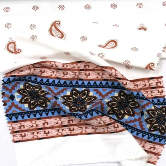 1 Yard Soft Rayon Poplin Print Fabric Off White And Blue For Fashion Projects 54/55 Inches Width {1}