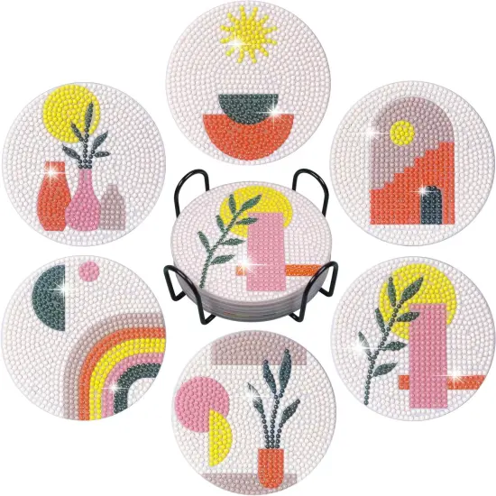 6 Pcs Diamond Art Coasters {1}