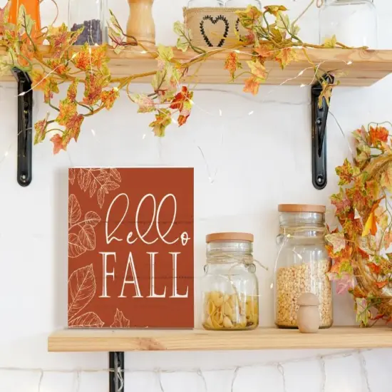 Fall Decor Wood Box Sign Tabletop Decor - 5 X 5 Inch {4}