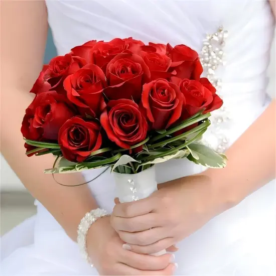 12pcs Artificial Flowers Silk Realistic Roses DIY Bouquet (Spring Red) {1}