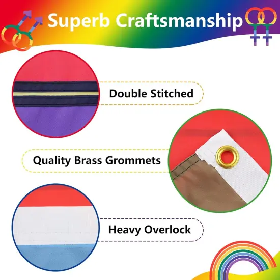 Pride Flags 3x5 Ft Everyone is Welcome Here Pride Decorations Outdoor Hanging LGBTQ Rainbow Gay Porgress Pride Flag Party Supplies for Indoor Outdoor Garden,Lawn,Yard, Parade Decor {3}