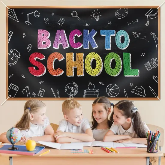 Welcome Back to School Backdrop Banner Decorations {4}