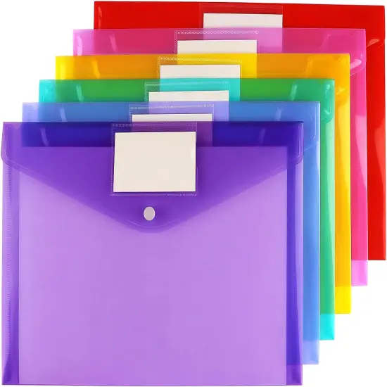 6 Pack Clear Document Folders Plastic Envelopes {2}