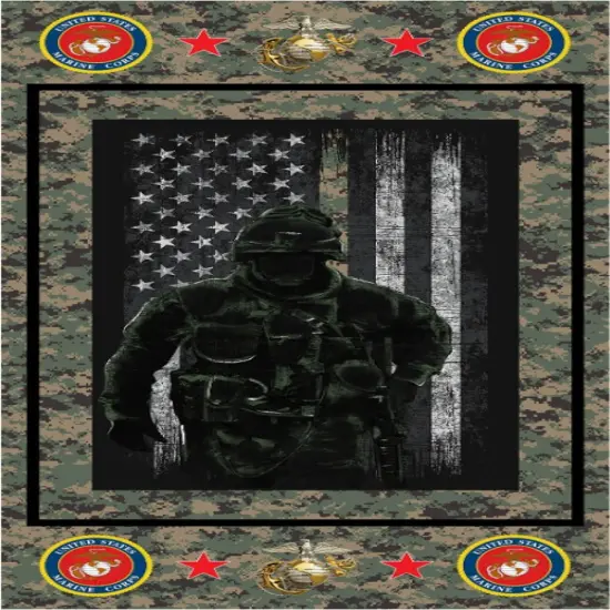 Sykel Enterprises Military Marines 24" Panel Cotton Fabric by the Panel {1}