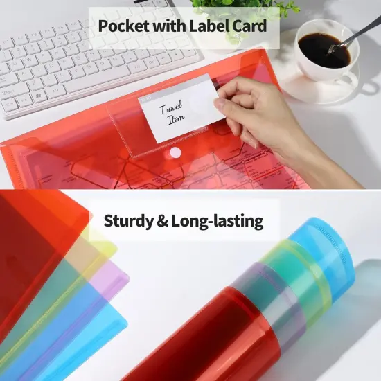 4 Pcs Plastic Folders with Pocket Plastic Envelopes {3}