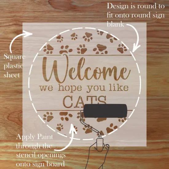 Hope You Like Cats Round Sign Stencil | Sign Stencil | DIY Sign Stencil | Round Stencil | Designer Stencils | {4}