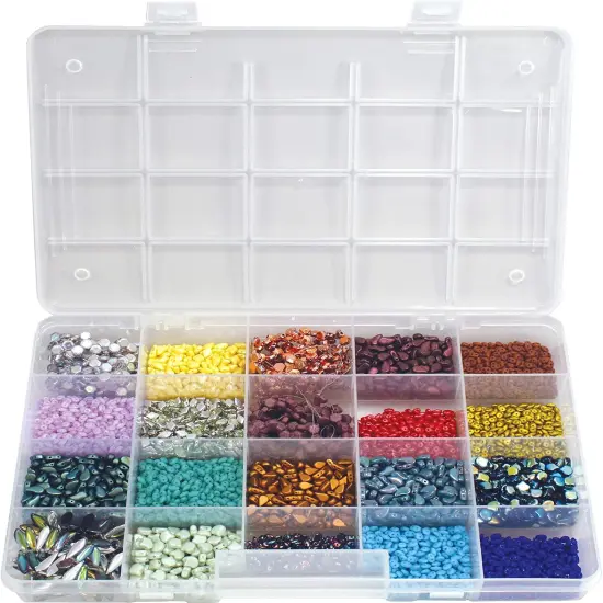 The Beadsmith Keeper Box - Medium Size - 10-3/4 x 7-1/2 inches, Storage Organizer with 20 compartments, Art Supply Organizers for Craft, Jewelry, Nail Art and More {3}