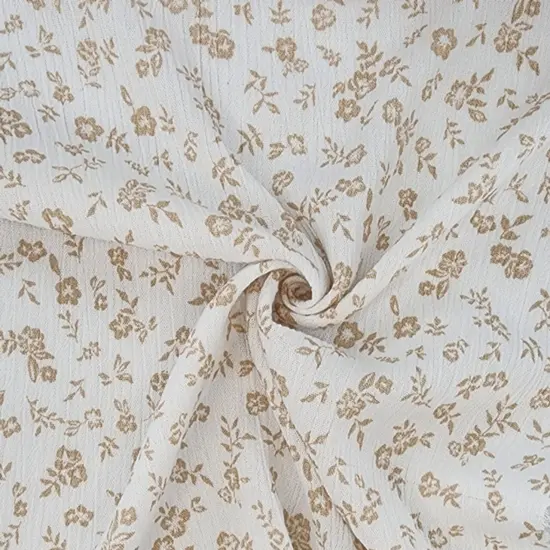 1 Yard 50/52" Wide Lightweight 125 GSM Woven Ivory Rayon Crinkle Fabric {3}