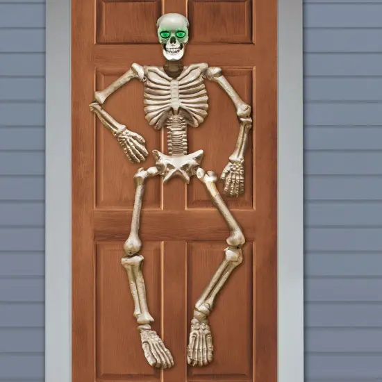 Collections Etc Color-Changing Skeleton with Moving Eyes Hanging Decoration {1}