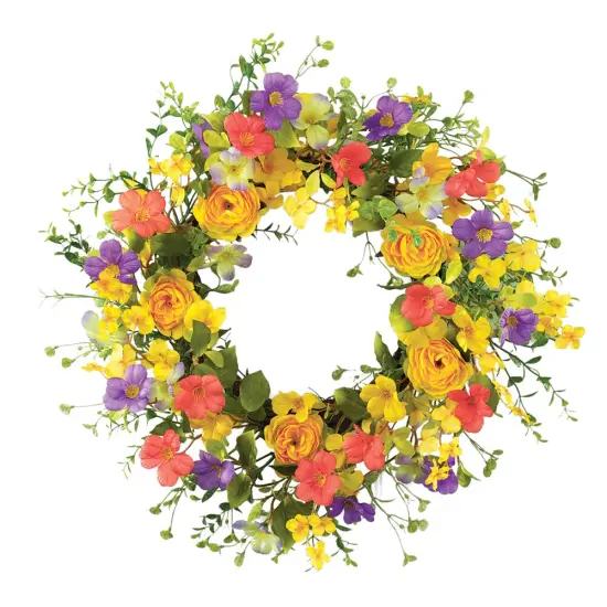 Collections Etc Yellow Rose Wildflower Door Wreath {2}
