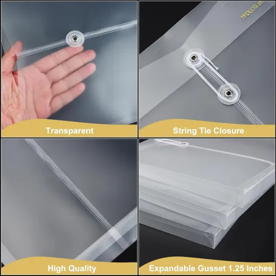 6 Pack Clear Plastic Envelopes with String Tie {3}
