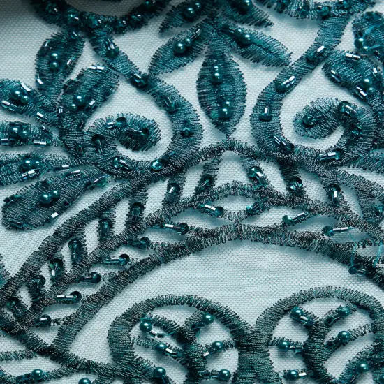 1 Yard Luxurious Beaded & Sequined Embroidered Lace Fabric 50/52" Wide {2}