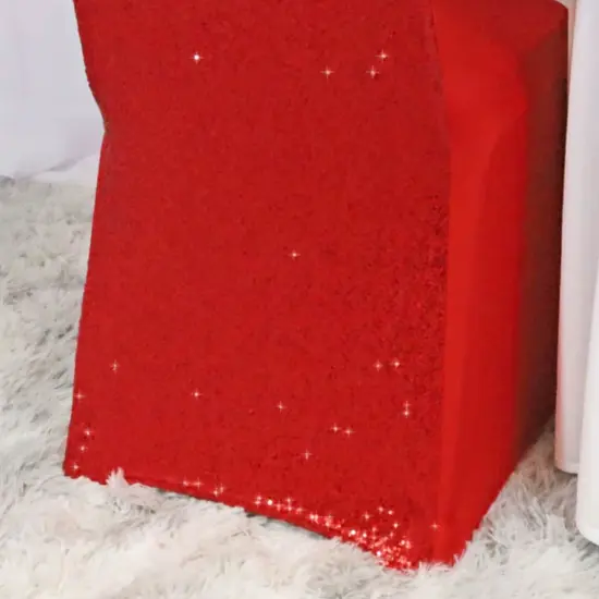 1 Piece Sequin Spandex Banquet Chair Cover Red Stretch Sparkle Elegant Event Decor {3}