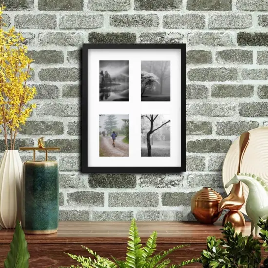 Black Multi-Photo Frame for 4 Pictures 15 &frac34;" x 19 &frac34;" Versatile Display with Acid-Free Mat & Plastic Front Protection {3}