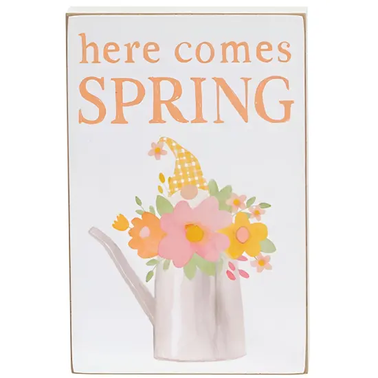 Happy Spring Floral Gnome Blocks Decorative Wooden Spring & Easter Blocks Asstd. 2 {2}