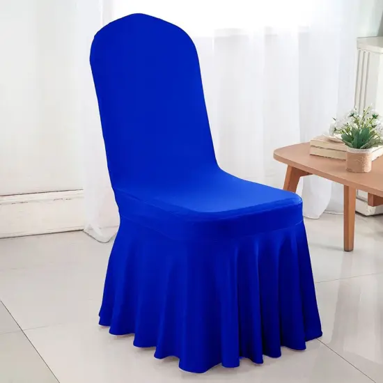 Royal Blue Spandex Skirt Banquet Chair Cover for Weddings and Formal Events {2}