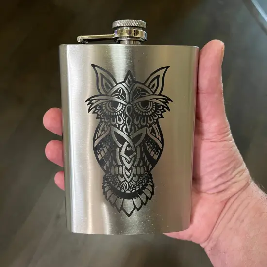 8oz Celtic Owl Stainless Steel Flask {4}