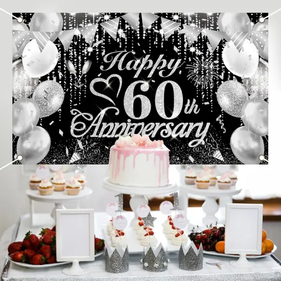 60th Anniversary Decorations - Black and Silver {4}
