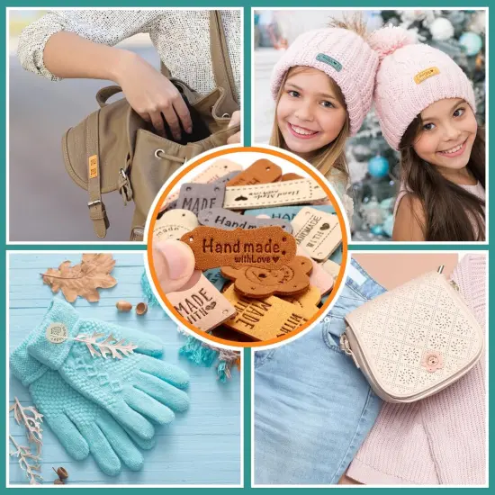 56 pcs Handmade Leather Labels for Crochet {4}