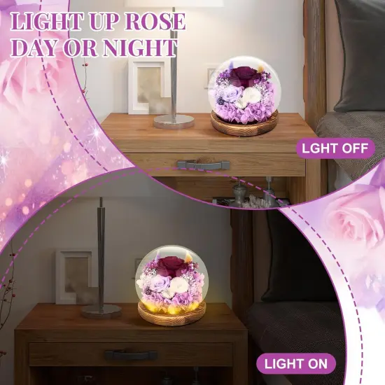 Preserved Real Rose Forever Flowers in Glass Dome {3}