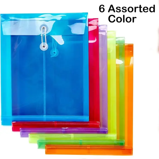 12 Pack Assorted Colors Plastic Envelopes {2}