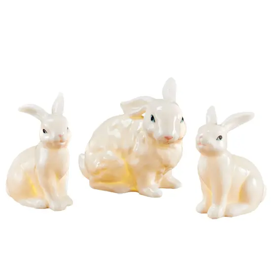 Collections Etc LED Lighted Porcelain Easter Bunnies - Set of 3 {2}