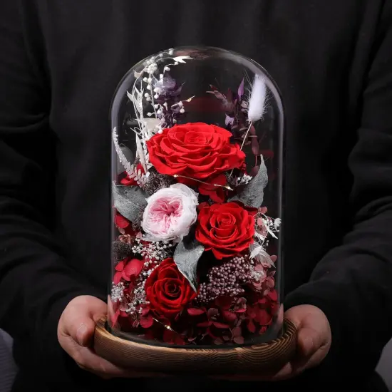 Prime Preserved Flowers Rose in Glass Dome {3}