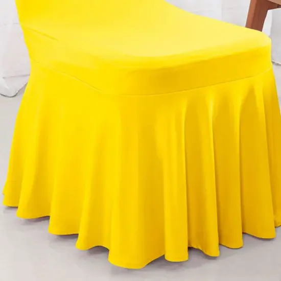 Spandex Banquet Skirt Chair Cover Canary Yellow Stretch Elegant Wedding Decor {4}