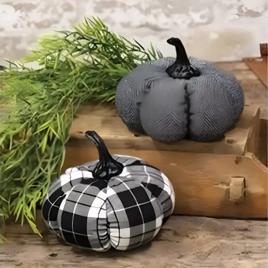 Plush Pumpkin with Chevron and Buffalo Check Patterns &ndash; Medium 2 Asstd. {2}